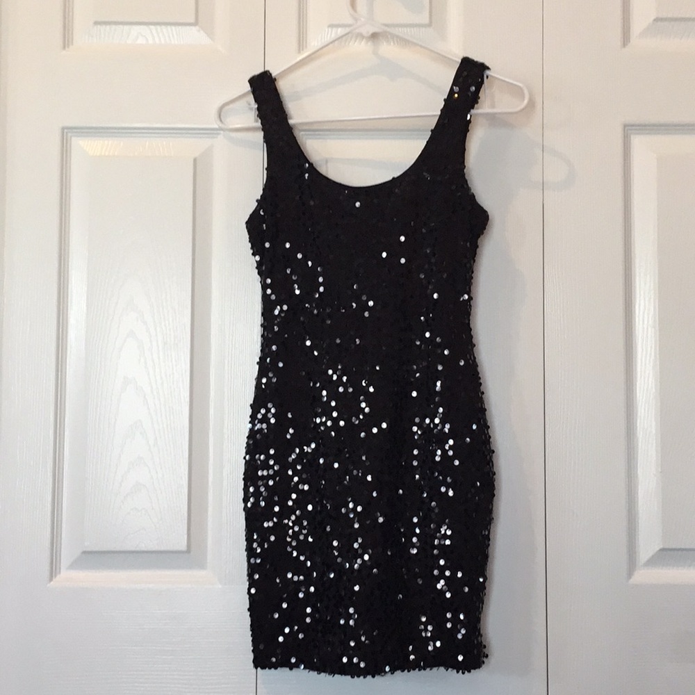 Black sequin body-con dress